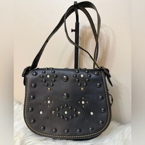 Coach Black Crossbody Bag with Studs#20115
